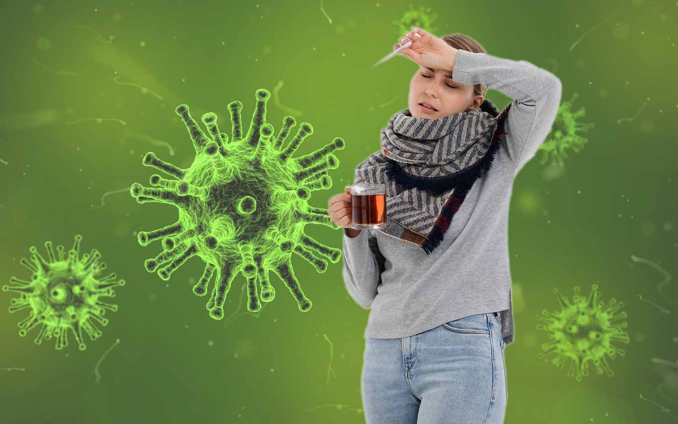 Femme malade avec infection et inflammation