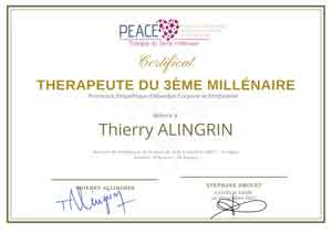 certificat thérapeute 3ème millénaire octobre 2022