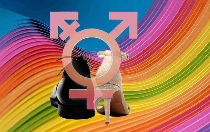 vague aux couleurs LGBT signe masculin - féminin