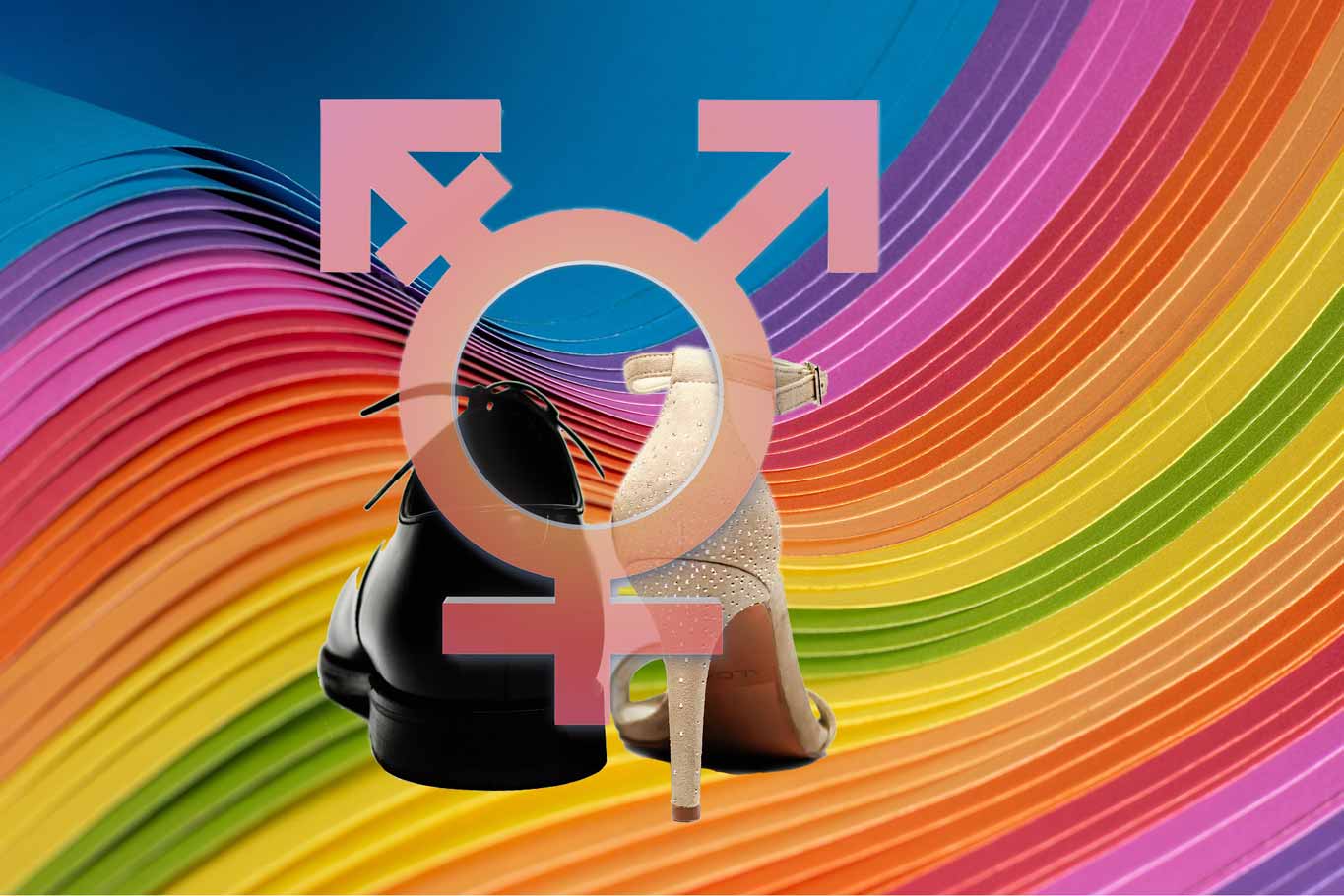 vague aux couleurs LGBT signe masculin - féminin