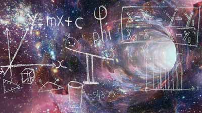Equation sur fond de nébuleuses représentant le vivant