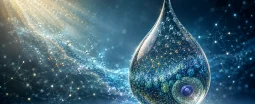 Goutte d'eau qui est le reflet d'une organisation et d'une configuration dynamique révélées par la lumière