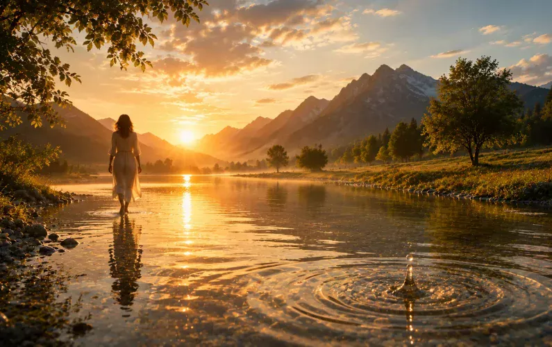 résonance de l'eau et reflet de lumière sur le chemin de la créaqtion et récréaction !
