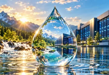 Goutte d'eau jouxtant la nature et des datas centers IA